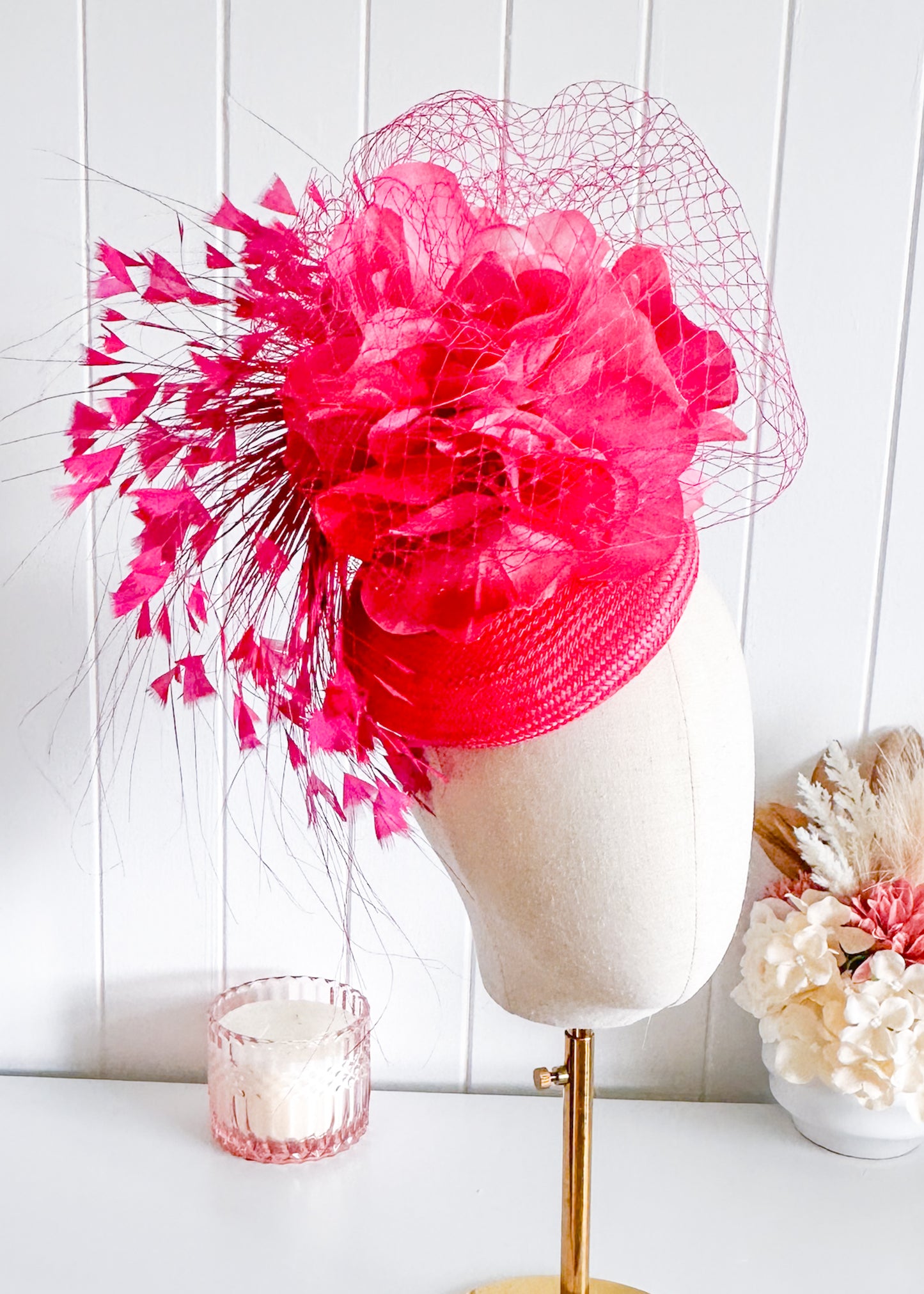 "Loreli" Hot Pink Fascinator