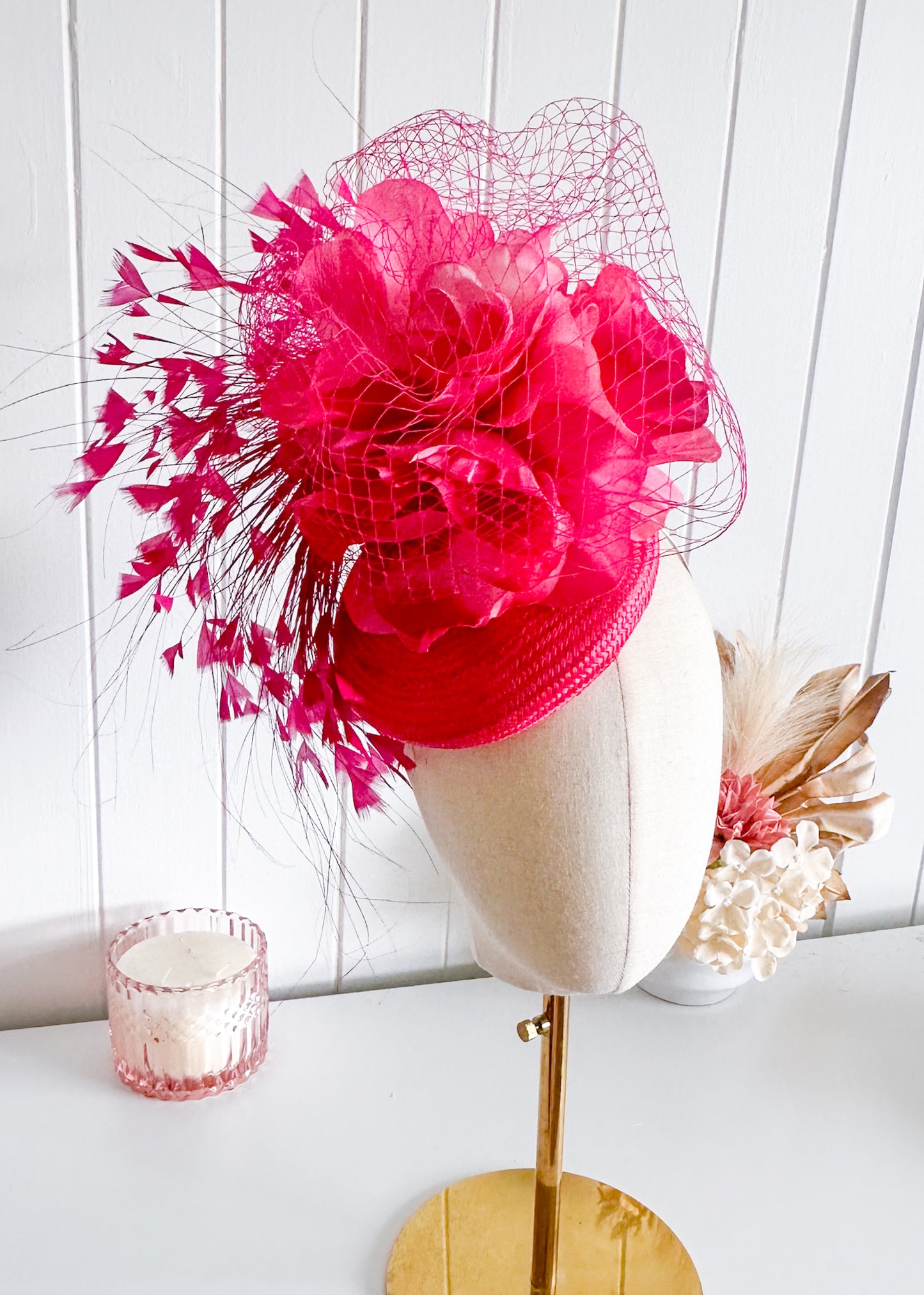 "Loreli" Hot Pink Fascinator