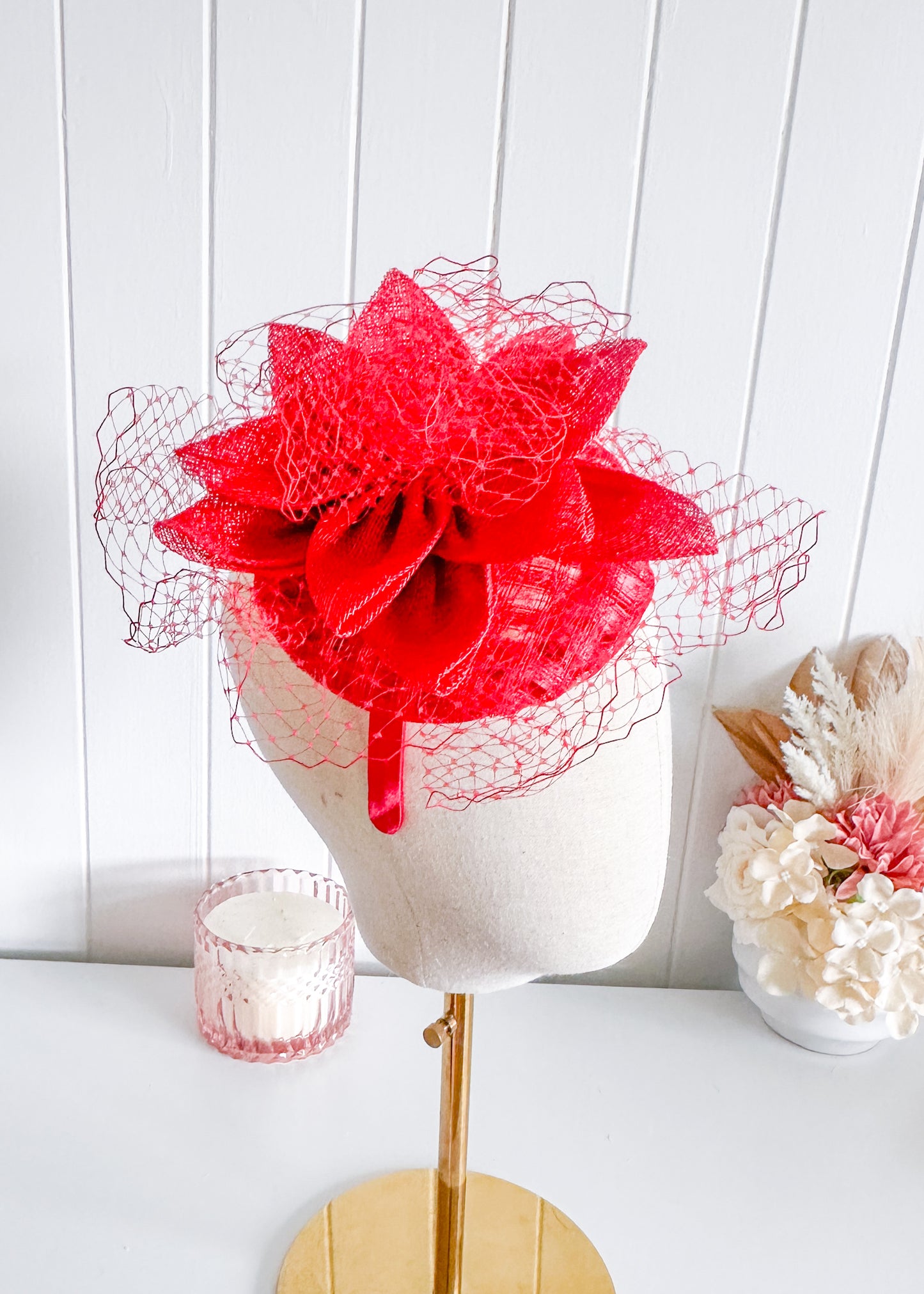 "Imelda" Red Fascinator