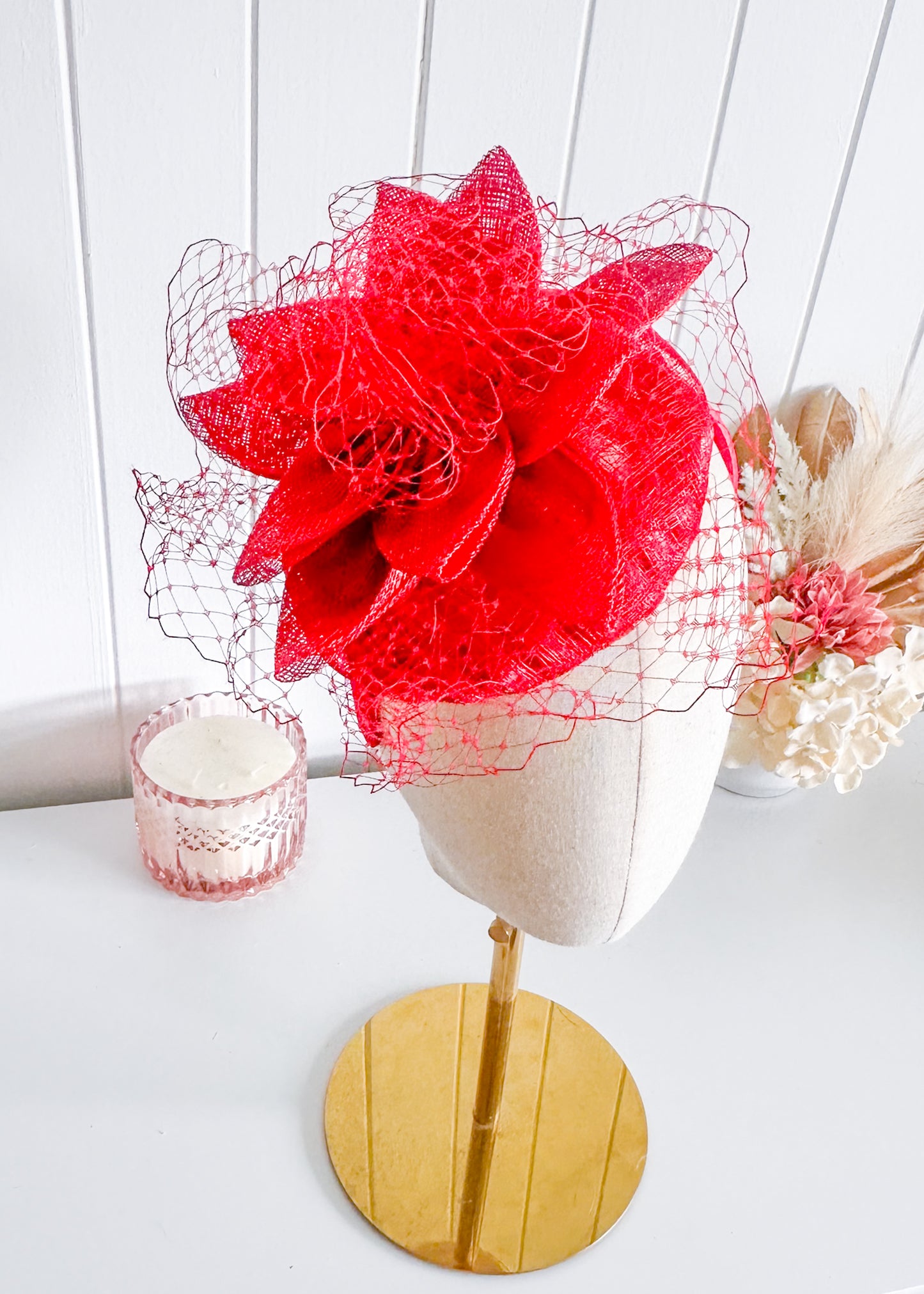 "Imelda" Red Fascinator