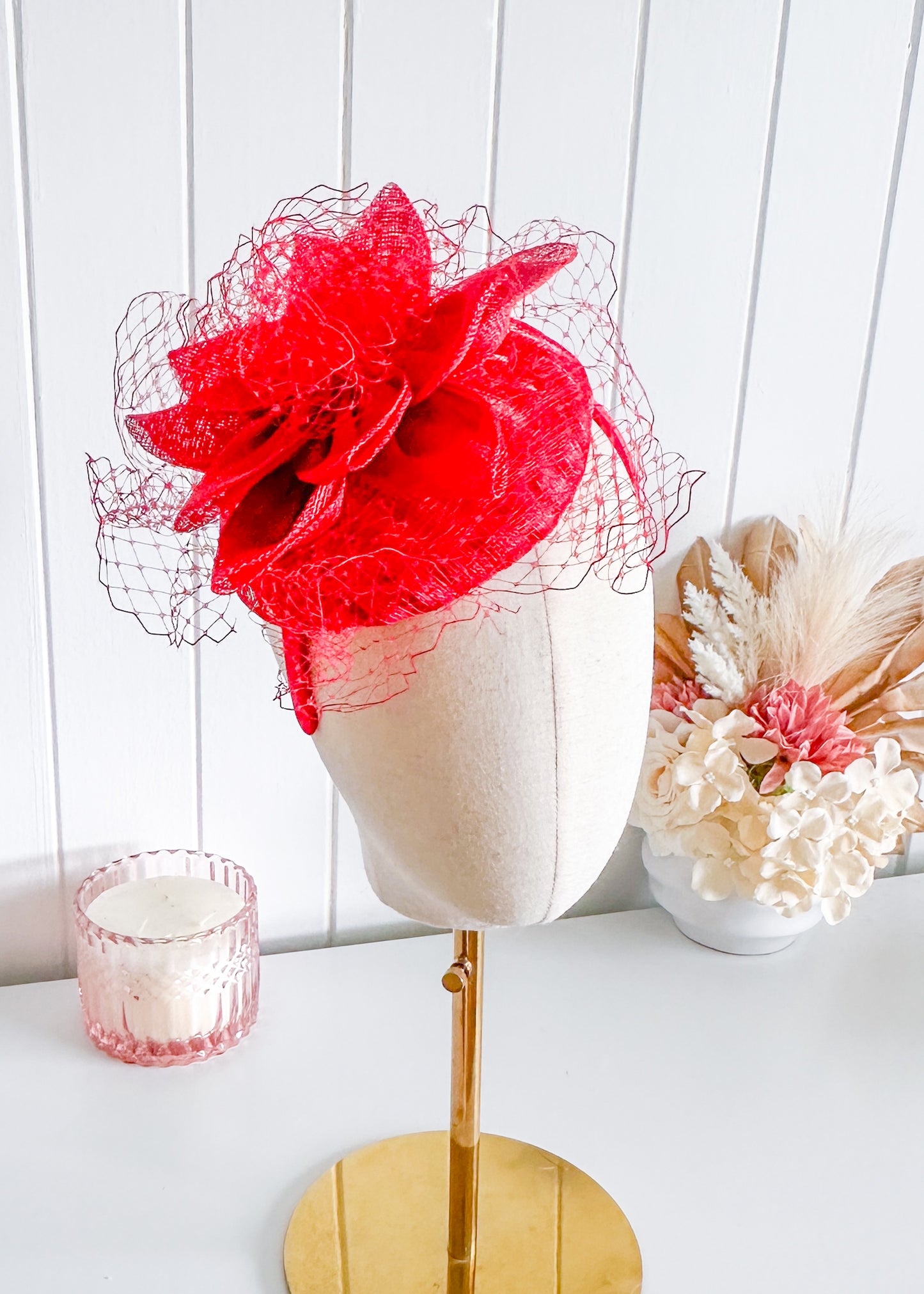 "Imelda" Red Fascinator