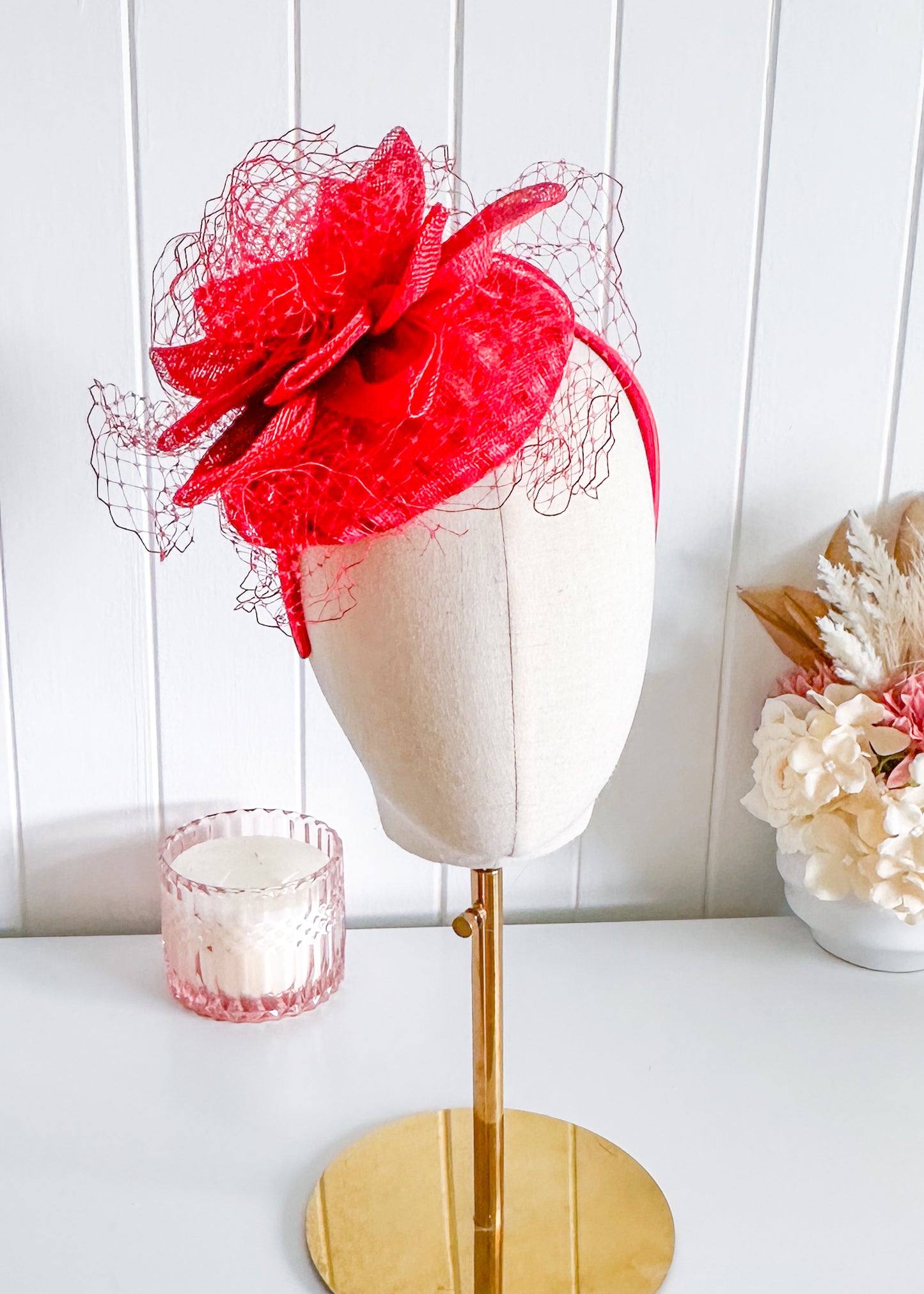 "Imelda" Red Fascinator