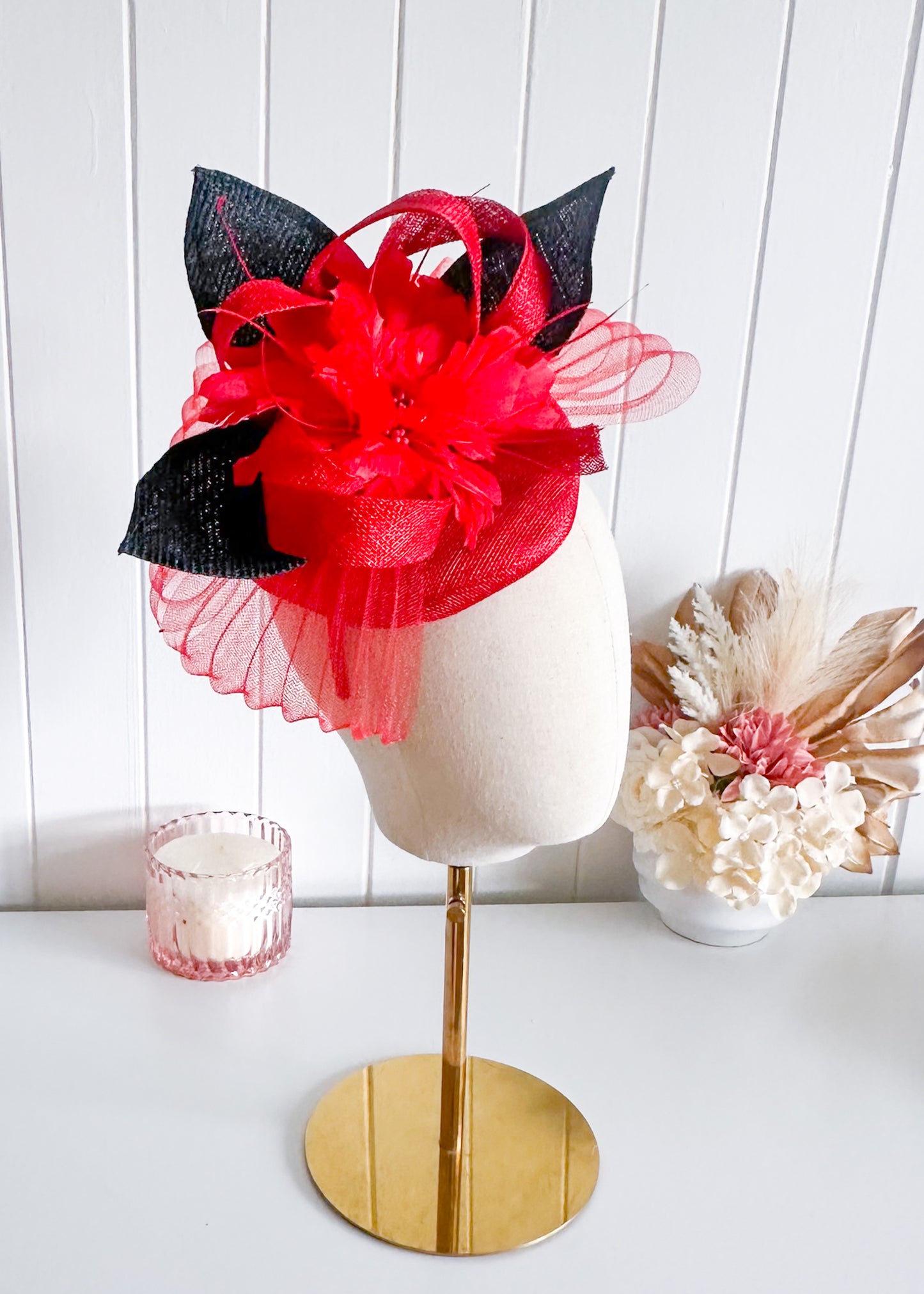 Kylie" Red & Black Fascinator