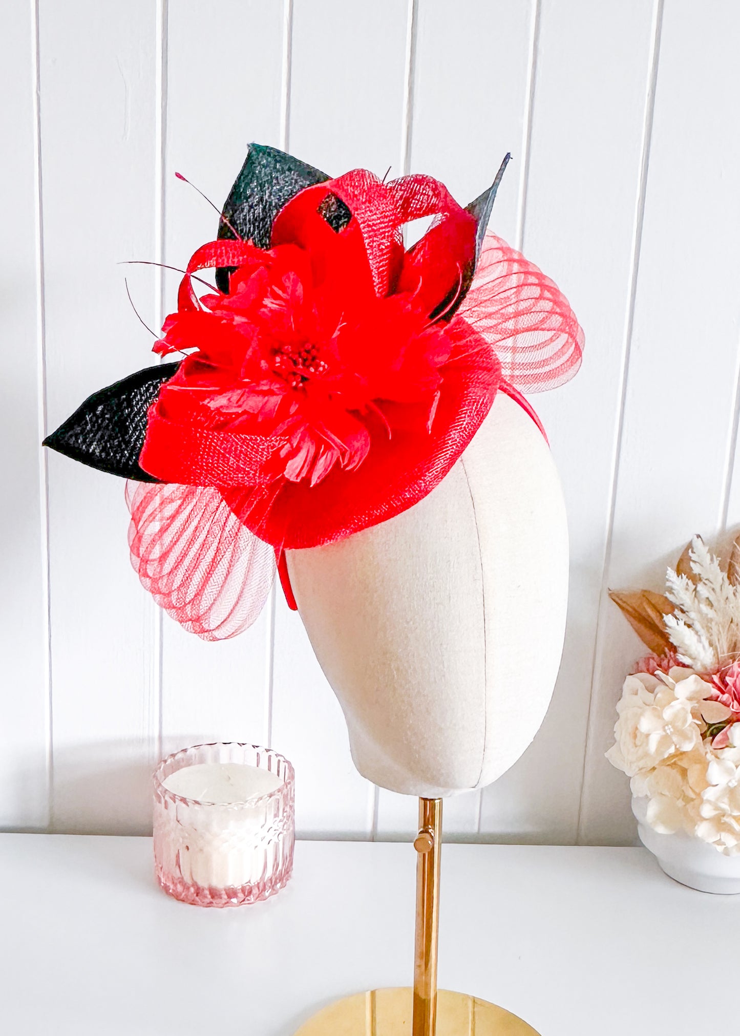Kylie" Red & Black Fascinator