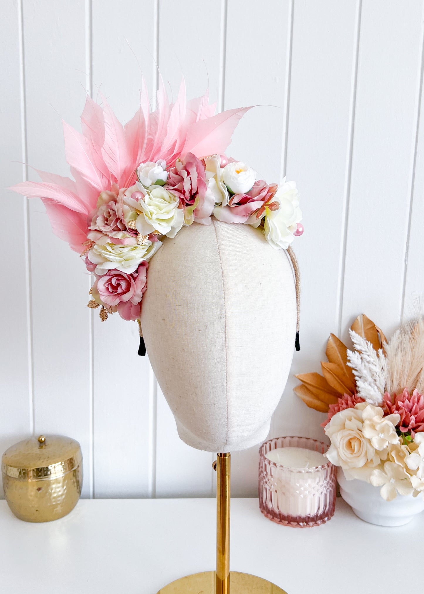 'Marcie" Pink Floral Headpiece