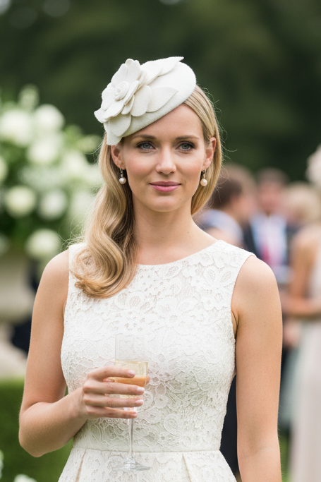 "Samantha" Ivory Felt Fascinator