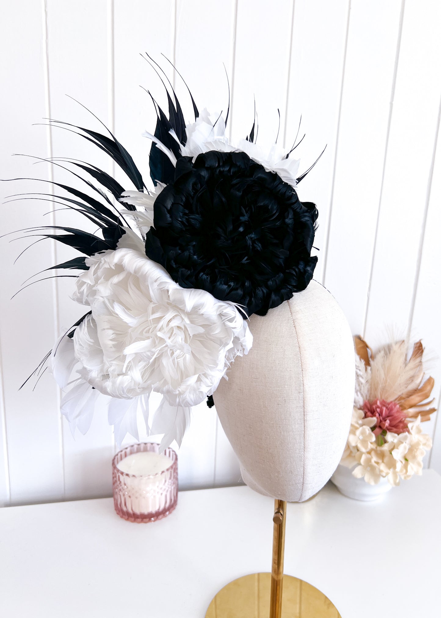 "Nerida" Black & White Headpiece