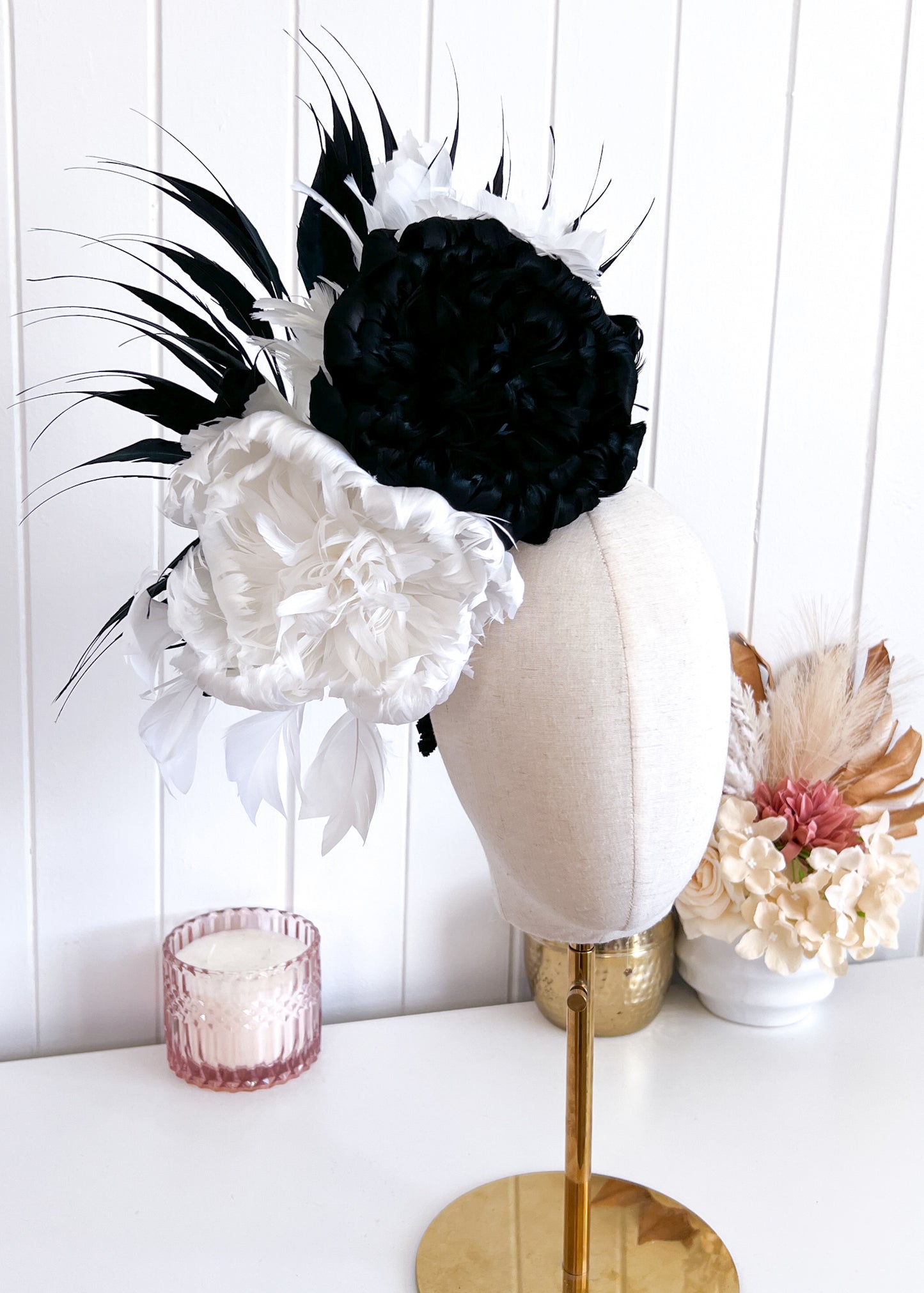 "Nerida" Black & White Headpiece