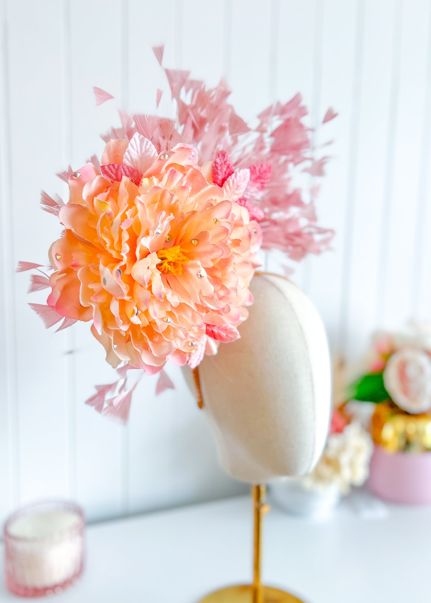 "Crystal" Pink Fascinator