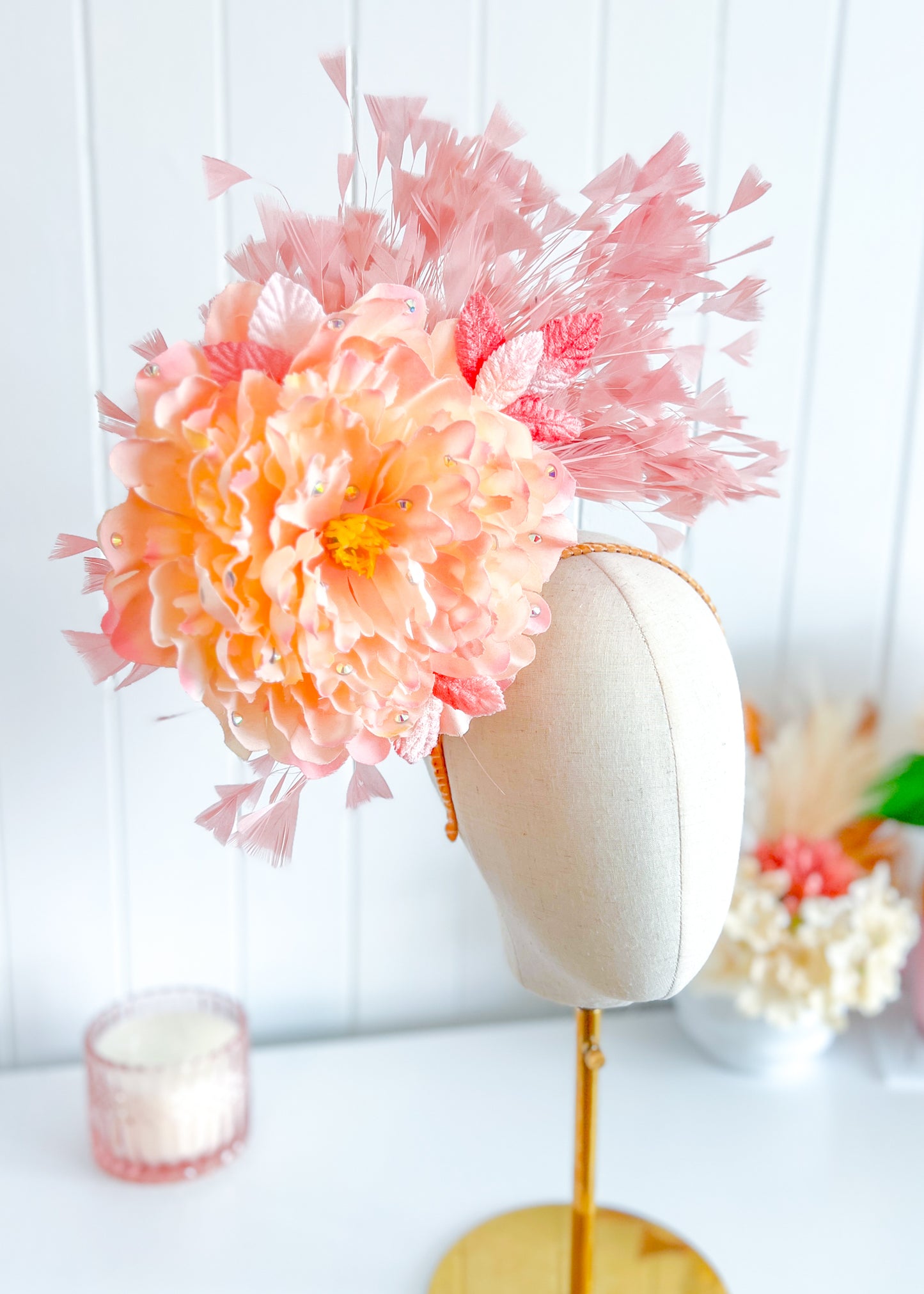 "Crystal" Pink Fascinator