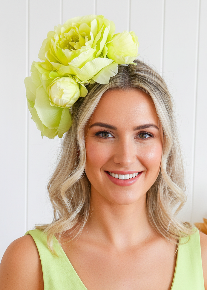 "Gracie" - Lime Fascinator