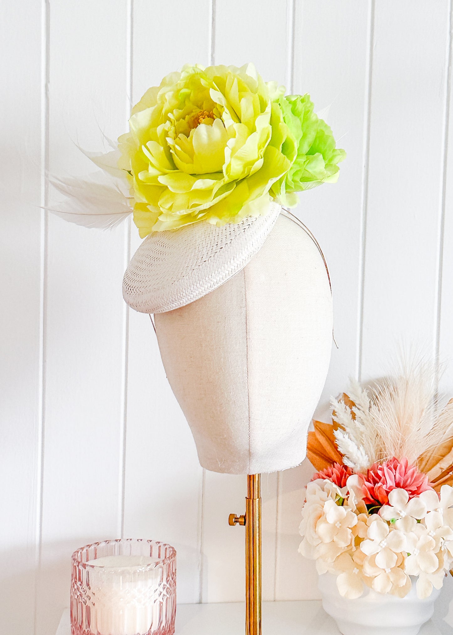 "Nate" - Lime & White Fascinator