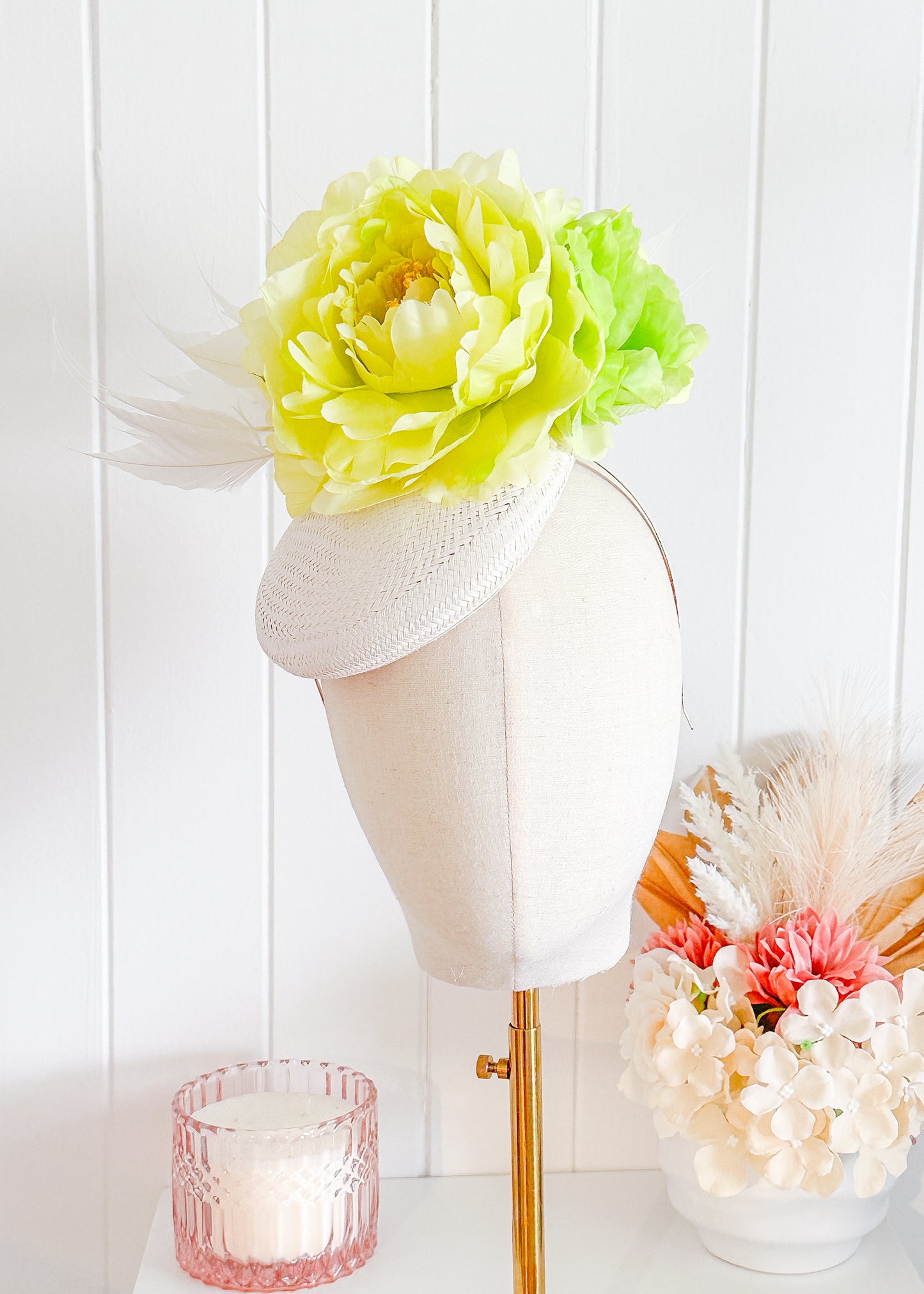 "Nate" - Lime & White Fascinator