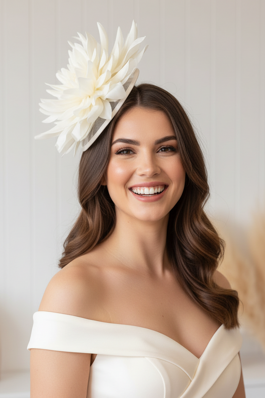 “Helda" Cream Fascinator