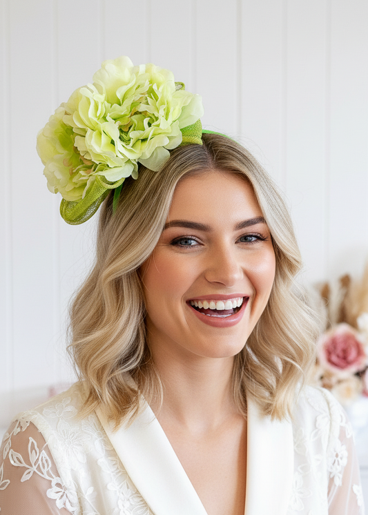 “Emma" Lime Green Fascinator
