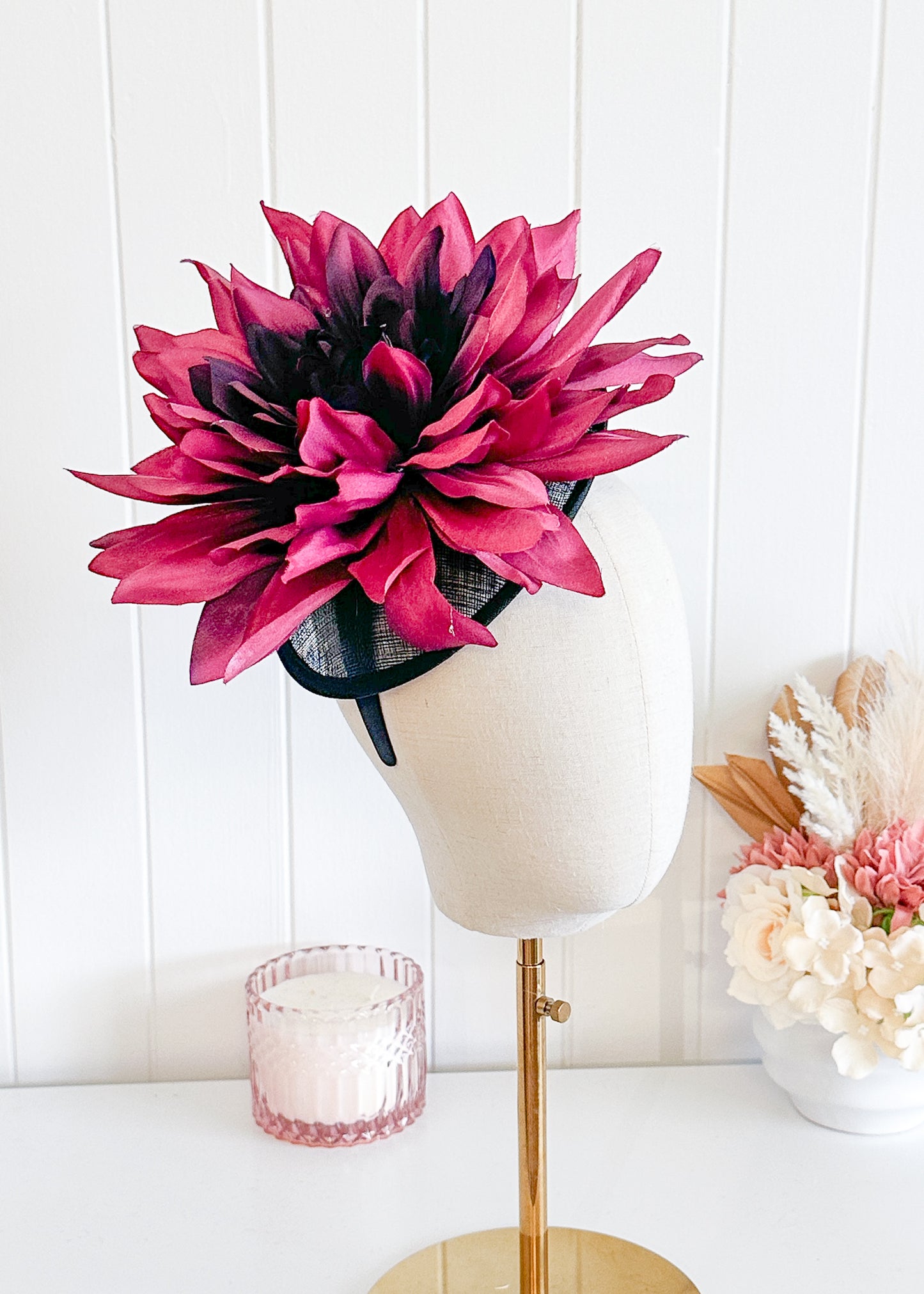“Helda" Burgandy & Black Fascinator