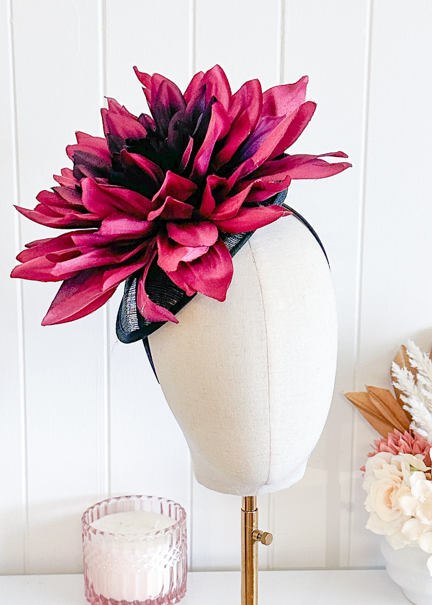 “Helda" Burgandy & Black Fascinator