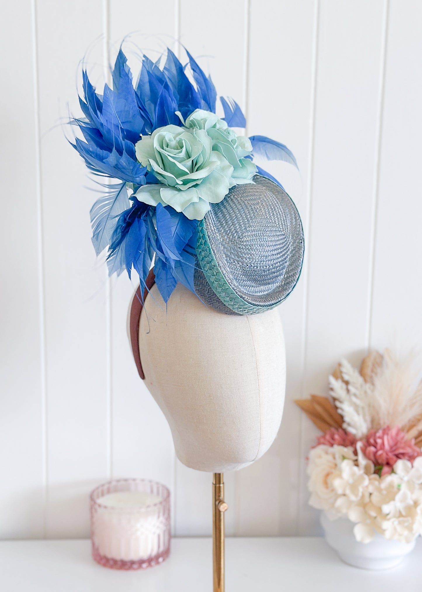 “Riviera" Blue Percher Fascinator