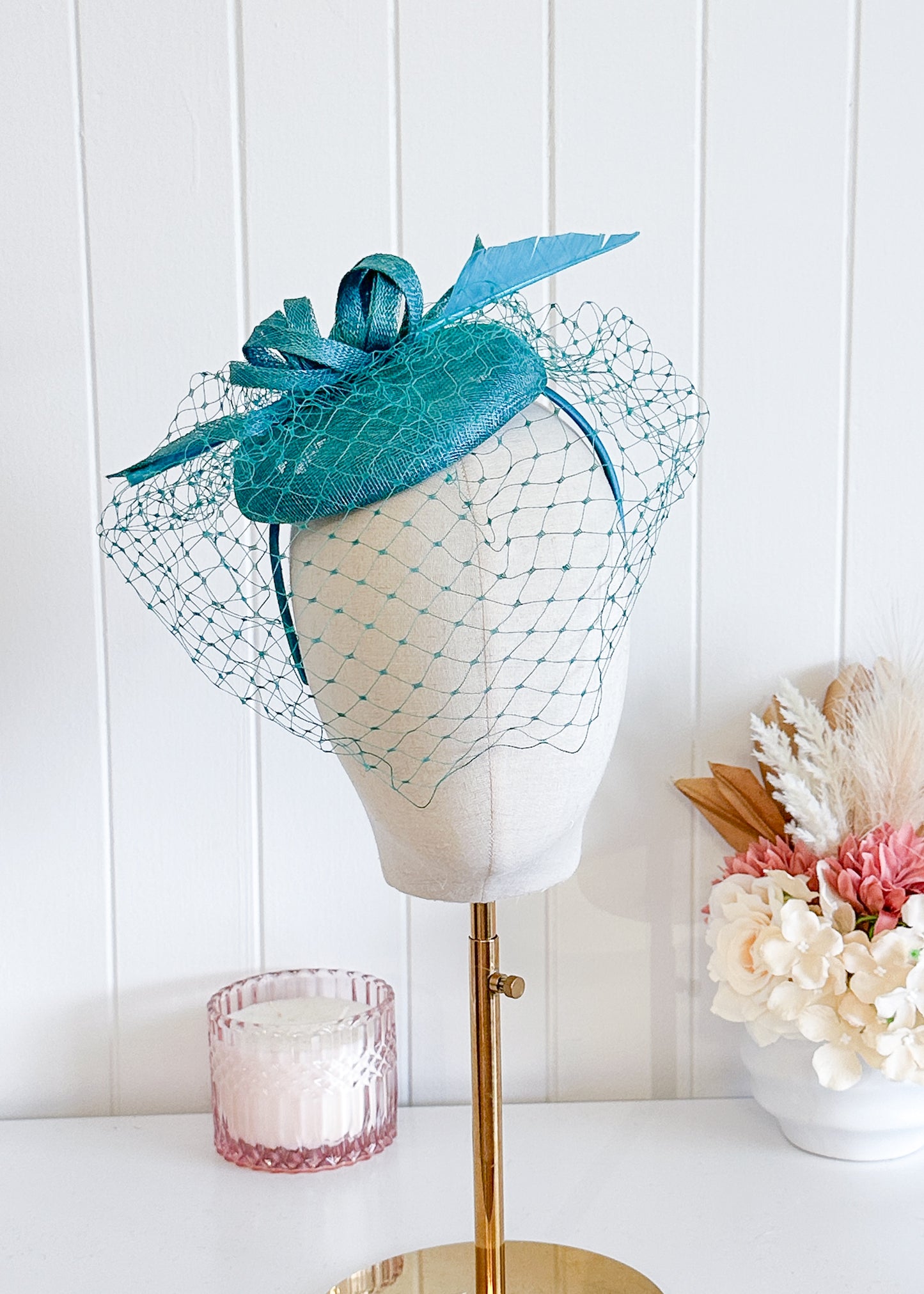 “Almarie" Turquoise Fascinator