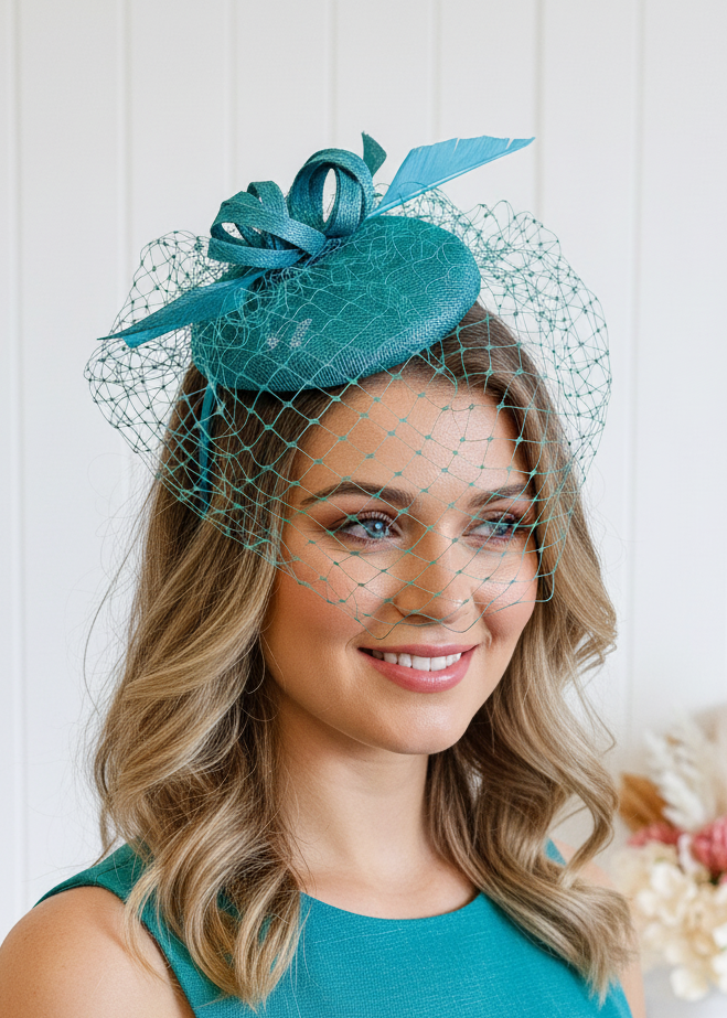 “Almarie" Turquoise Fascinator