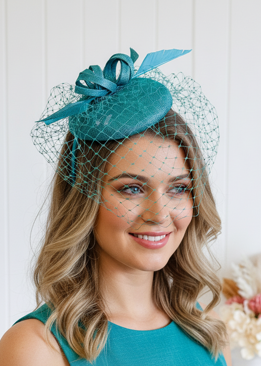 “Almarie" Turquoise Fascinator