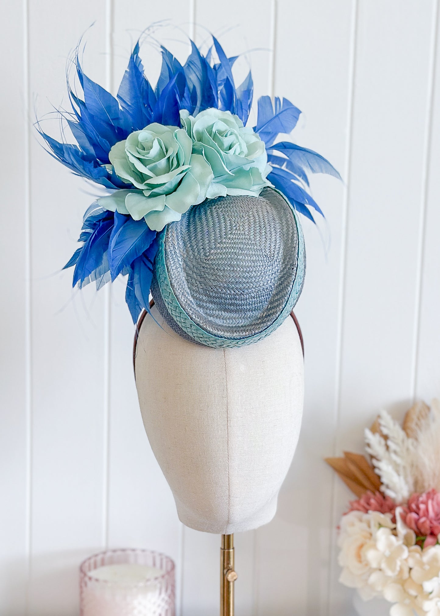 “Riviera" Blue Percher Fascinator