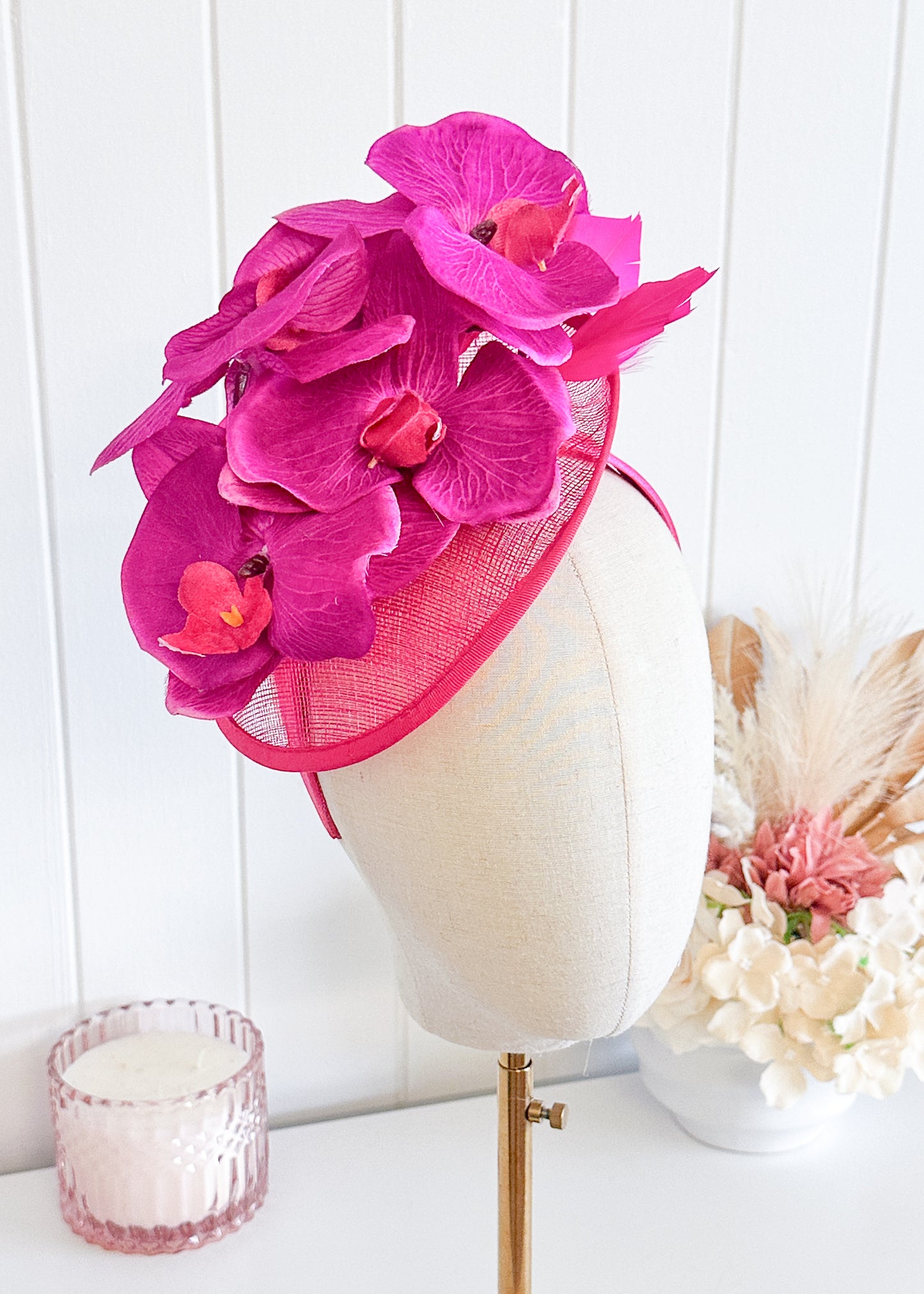 “Harlee" Fuscia Orchid Fascinator