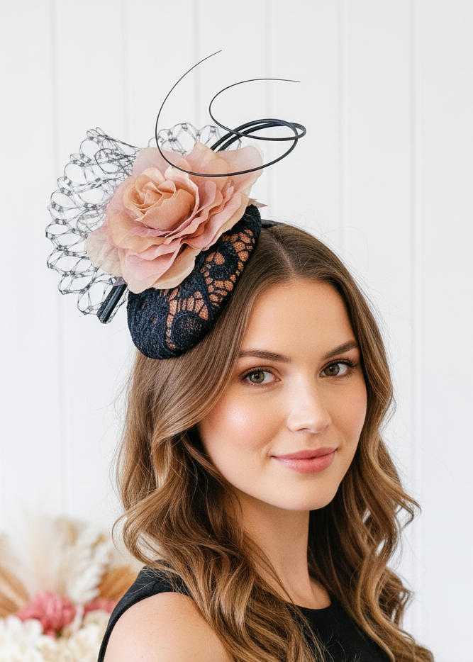 “Silvena" Brown & Black Fascinator