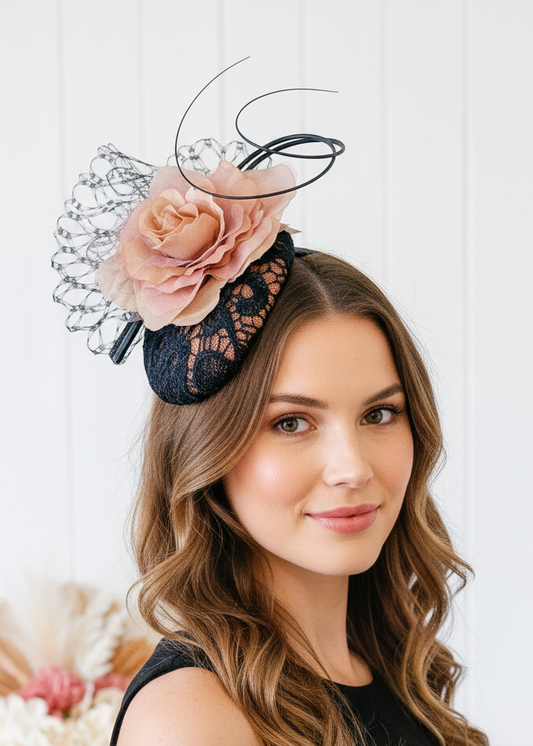 “Silvena" Brown & Black Fascinator