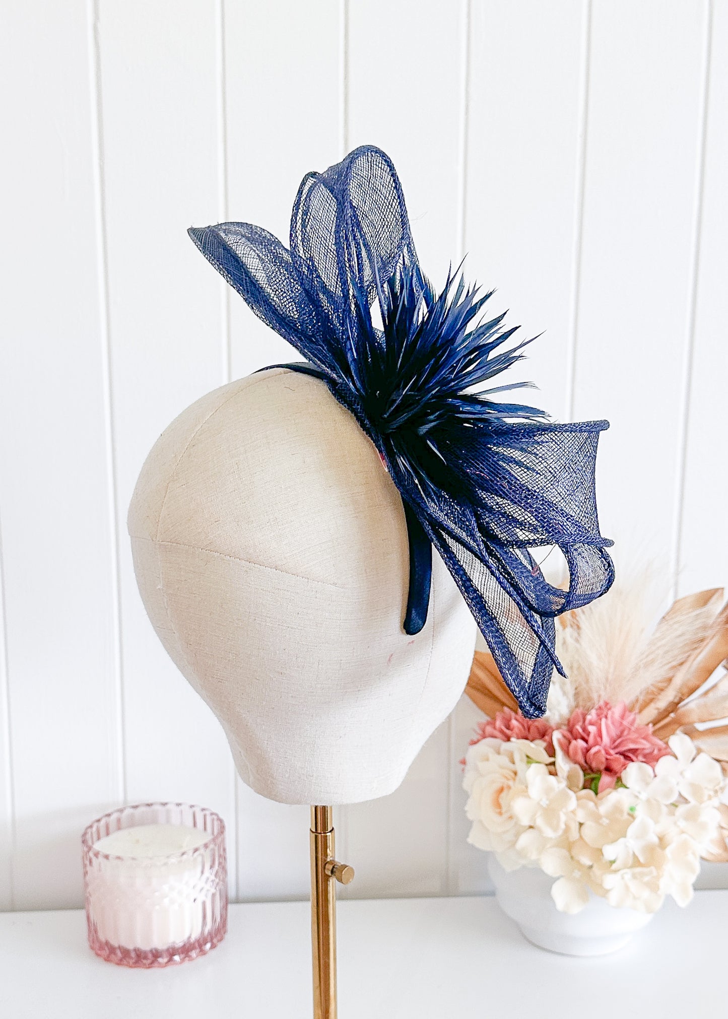 “Quinn” Navy Fascinator