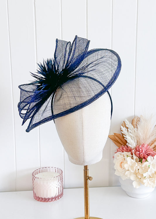 “Quinn” Navy Fascinator