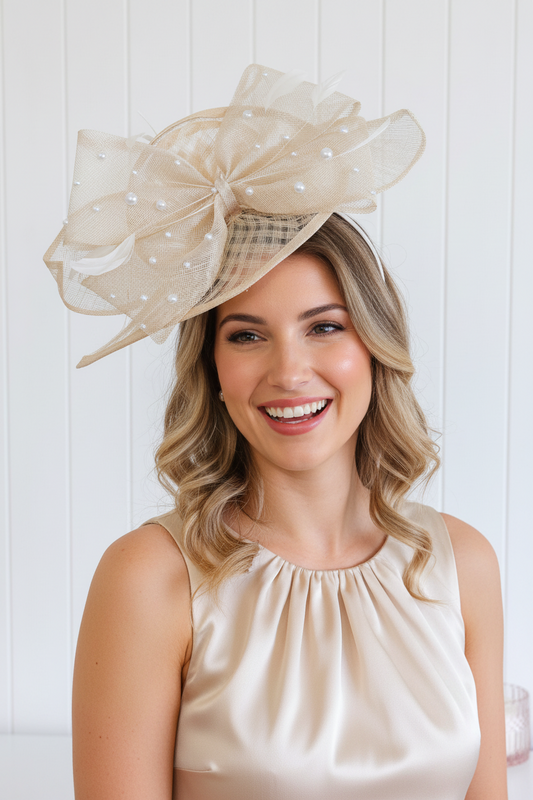 “Marcel" Cream Statement Fascinator