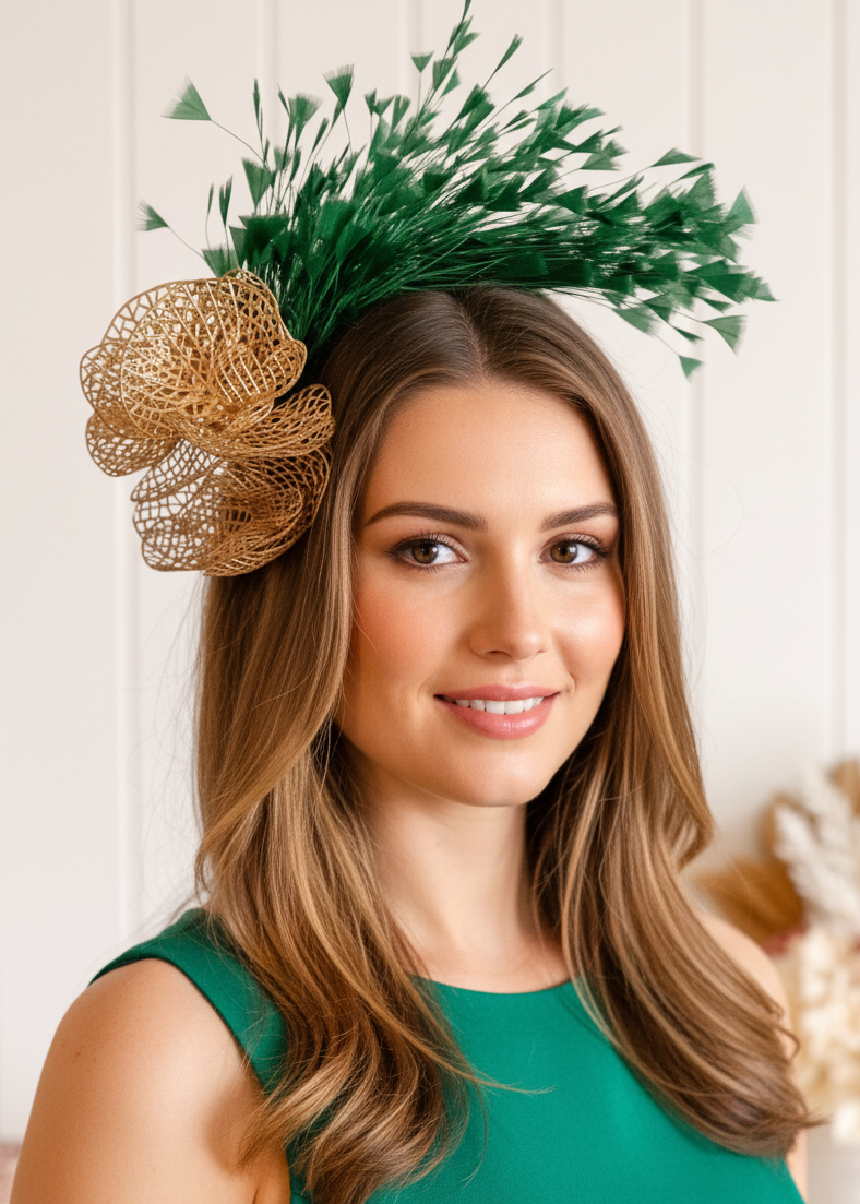 "Freya" Dark Green & Gold