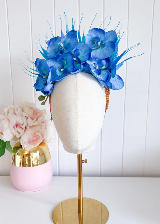 "Orchid Spray" Blue Floral Crown