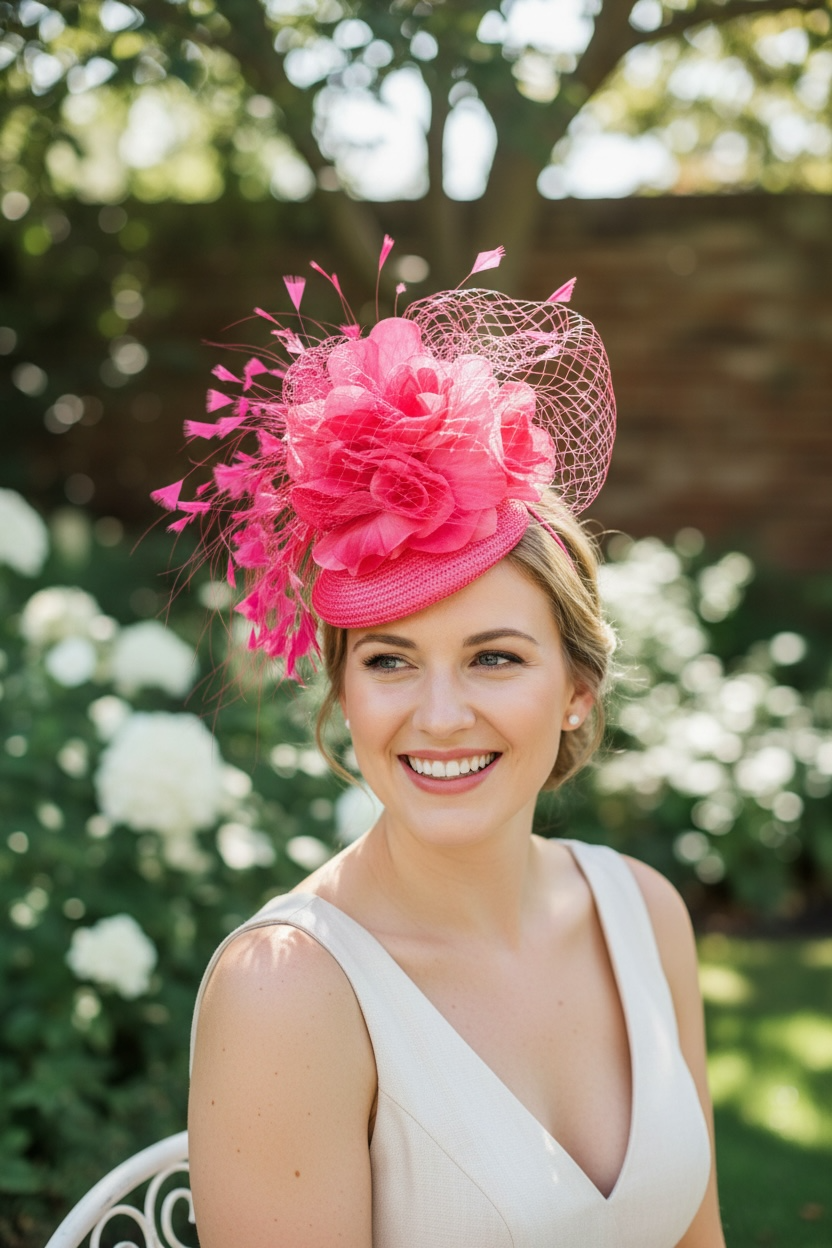 "Loreli" Hot Pink Fascinator