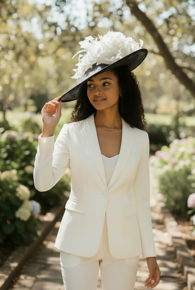 "Kath" Black & White Hat