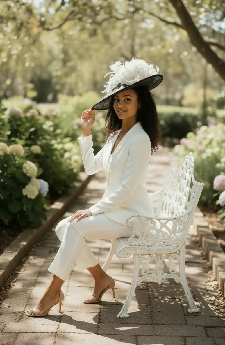 "Kath" Black & White Hat