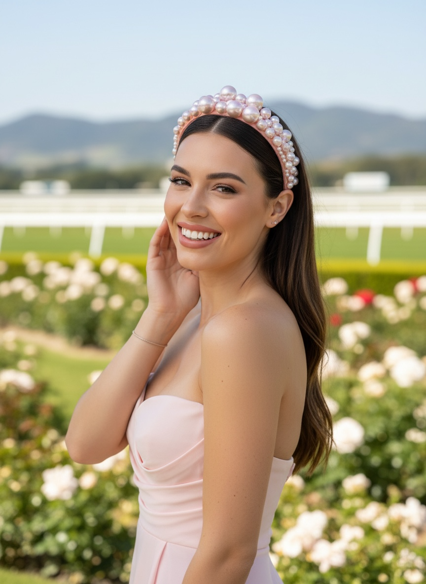 "Sandra" Pink Pearl Headband
