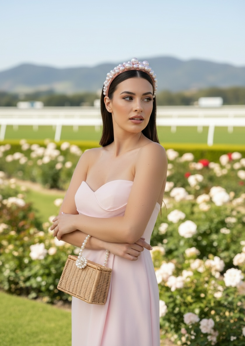 "Sandra" Pink Pearl Headband