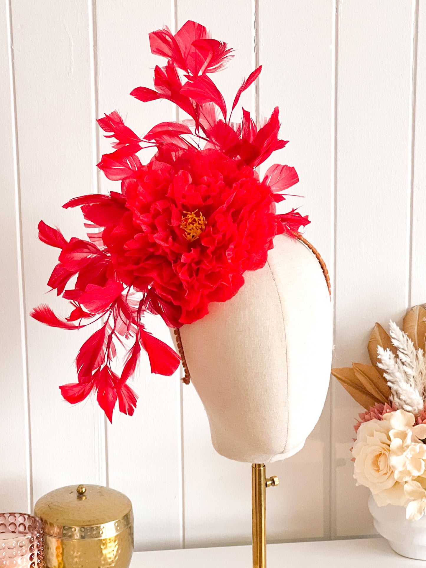 "Marnie" Red Fascinator