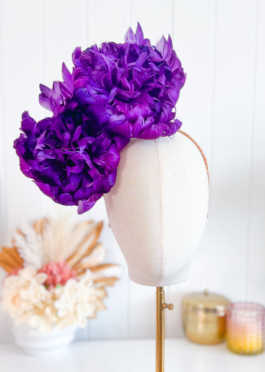 "Nerida"  Dark Purple Fascinator