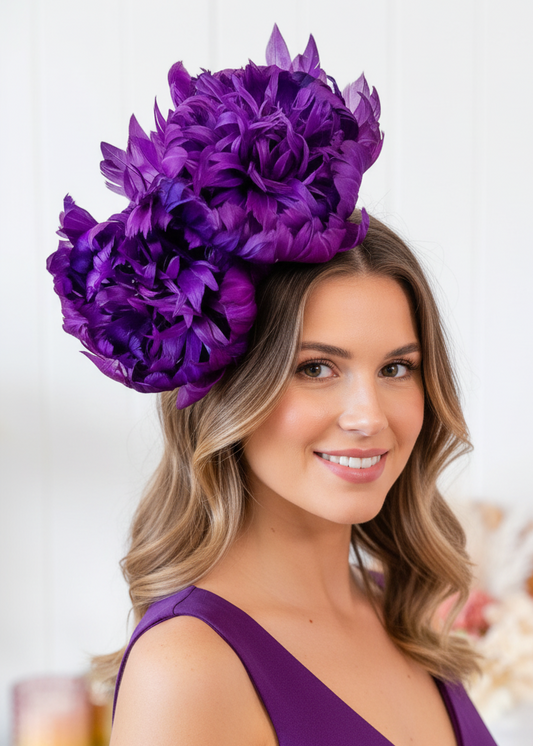 "Nerida"  Dark Purple Fascinator