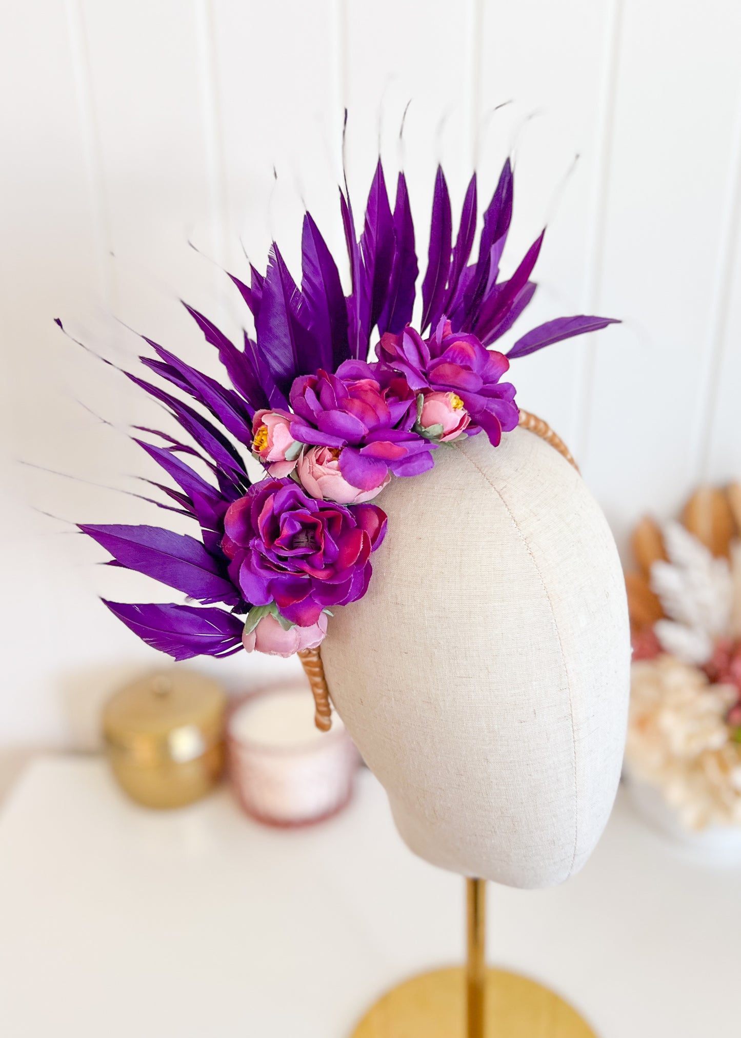 'Marcie" Purple Floral Headpiece