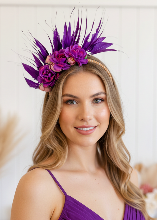 'Marcie" Purple Floral Headpiece