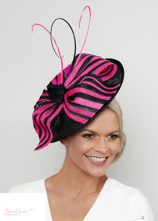 "Amelie" Black & Pink Headpiece