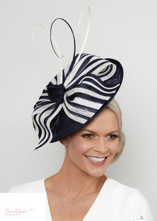 "Amelie" Navy & White Headpiece