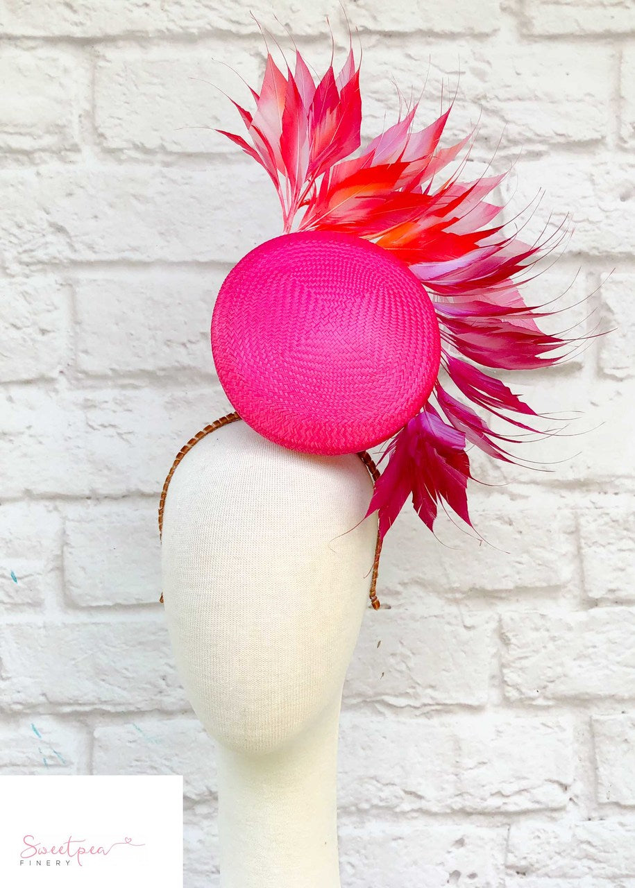 "Carnival" Pink Ombre Percher Headpiece