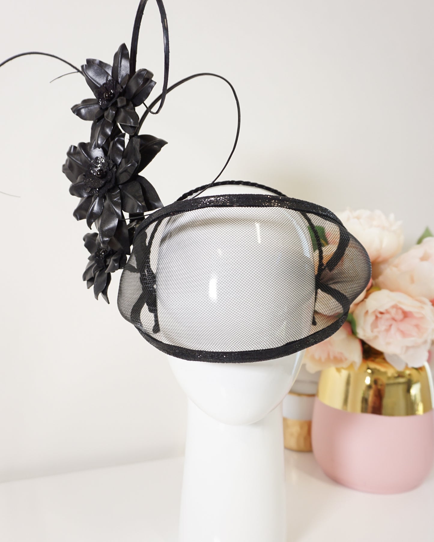 "Destiny" Black Leather Crown - Millinery Hire
