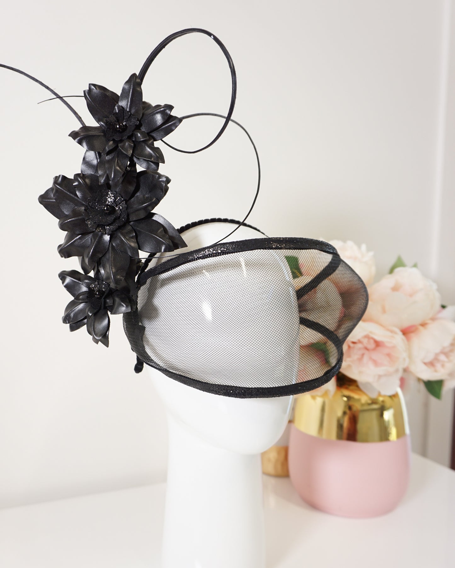 "Destiny" Black Leather Crown - Millinery Hire