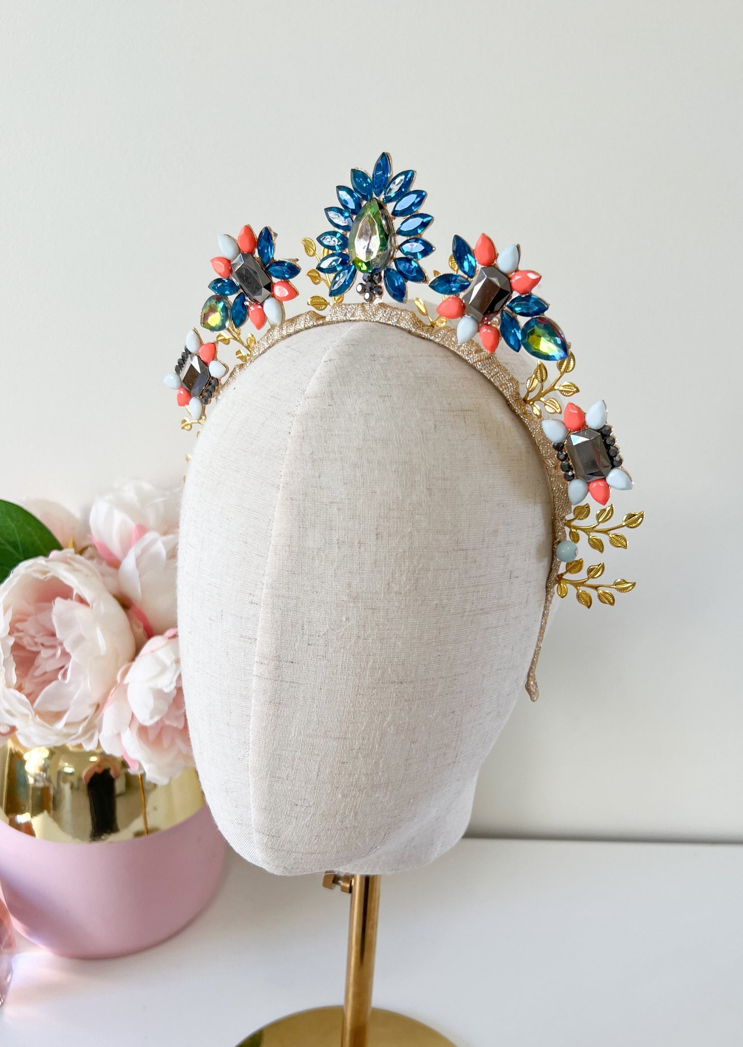 "Kristie" Teale & Coral Jewelled Crown